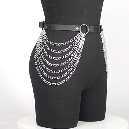 Sexy Women's Leg Chain Harness Garter Belt: Gothic Leather Waist & Thigh Corset Accessory - Enhance Your Gothic Clothing Style