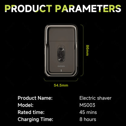 ENCHEN MS003 Compact Foil Shaver - Type-C Rechargeable Electric Razor with Pop-Up Precision Trimmer & 7000RPM Motor