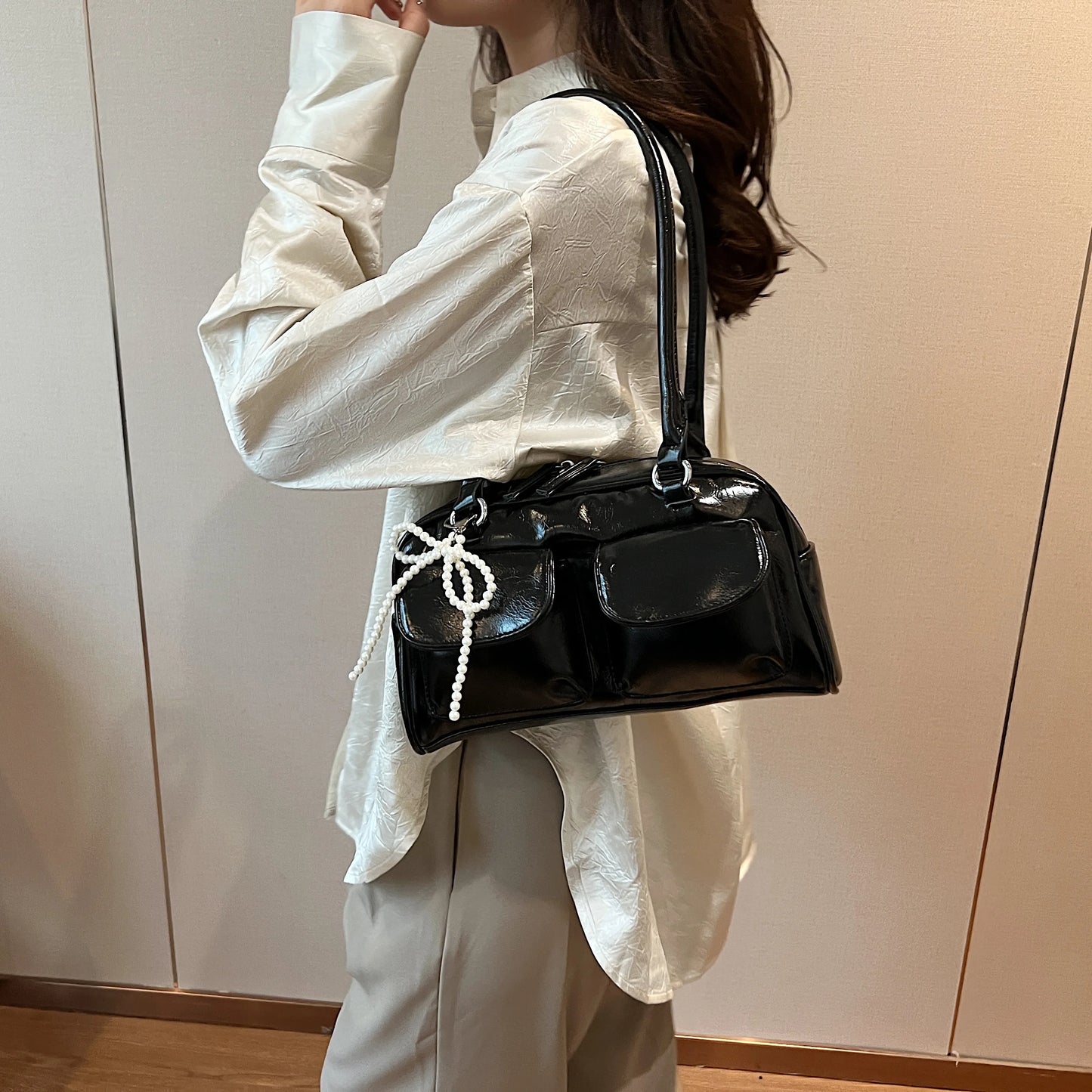 Fashionable Underarm Bow Pillow Bag for Women – 2024 Korean Edition Simple Trendy Shoulder Bag