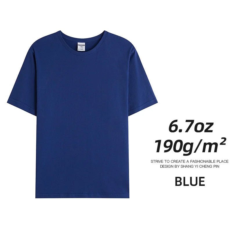 Men's & Women's 190gsm Combed Cotton T-Shirt - Solid Color Custom Team & Casual Summer Tee
