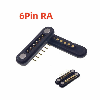 2A Waterproof Magnetic Pogo Pin Connector – 2.54mm Spring-Loaded DC Power Socket, 2-6 Positions