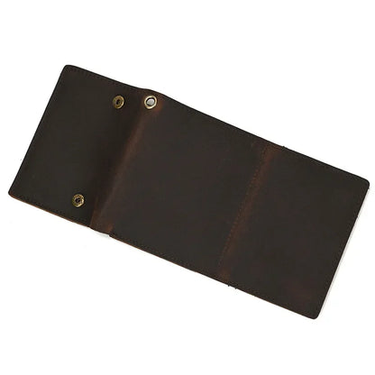 Men's Genuine Leather Short Wallet with Chain – Zipper Clutch, Trifold Purse, Card Holder & Coin Purse for Men