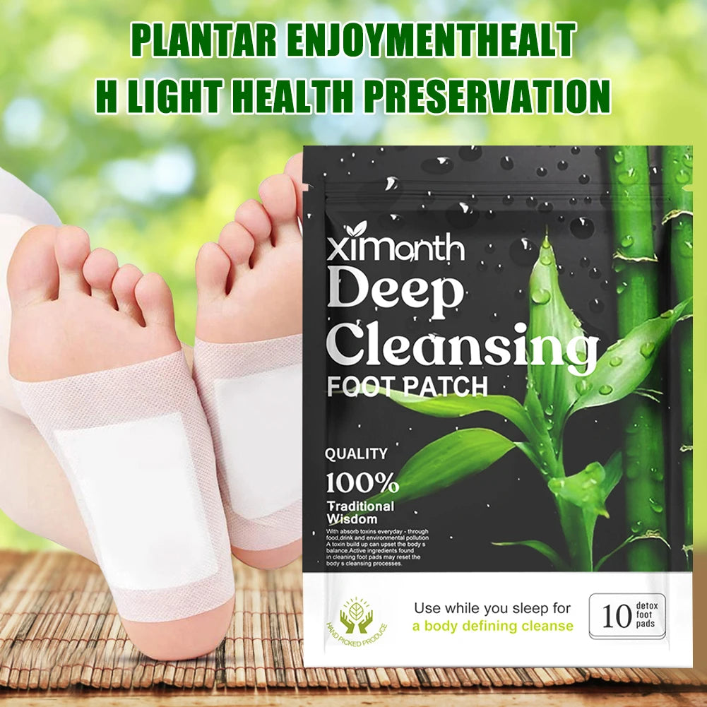 10PCS Herbal Detox Foot Patches – Deep Sleep & Stress Relief | Natural Foot Care Stickers for Body Detox & Relaxation