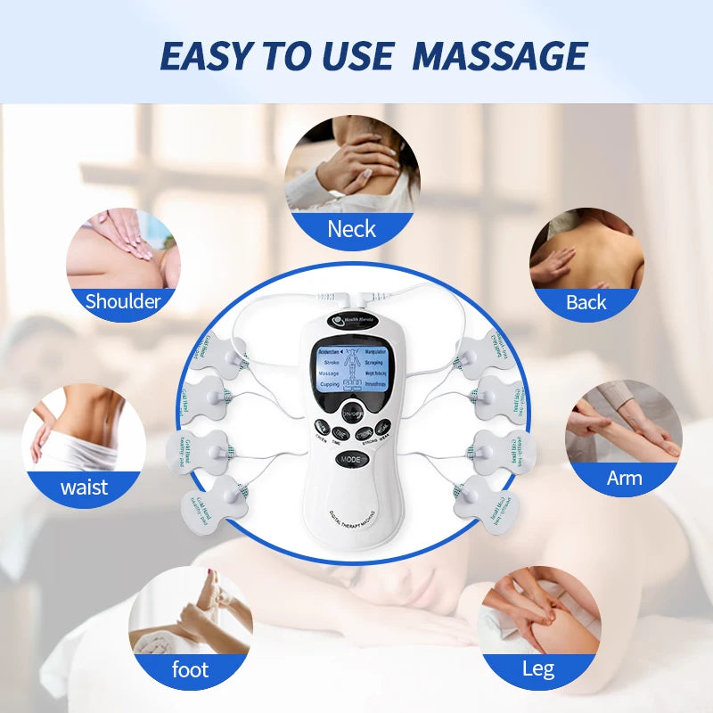 Pulse Massager Tens Acupuncture Machine: Electric Body Massage Instrument - Muscle Stimulator for Neck & Back Relaxation