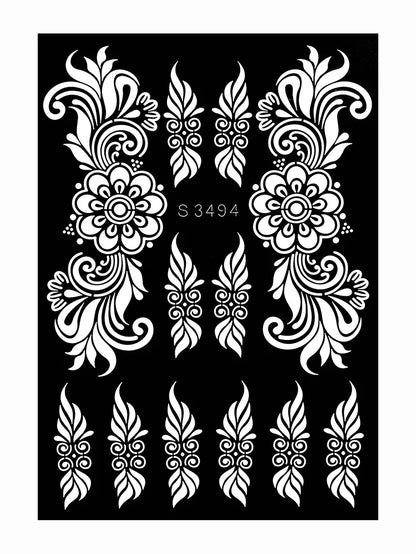 Reusable Henna Stencil Templates for Hand & Body – Floral Tattoo Stencils for Women, Weddings & Festivals Body Art Makeup Tools