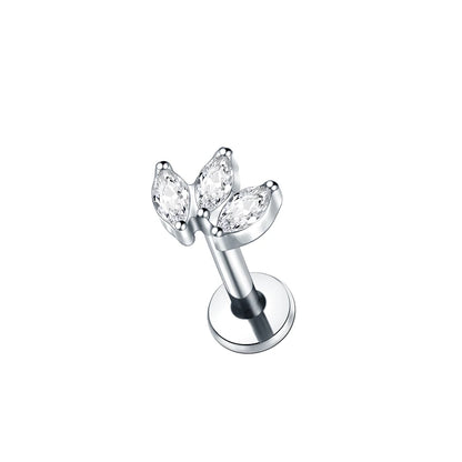 Titanium CZ Tragus & Helix Stud – Internally Threaded Labret Lip Ring Piercing Earring (1PC)
