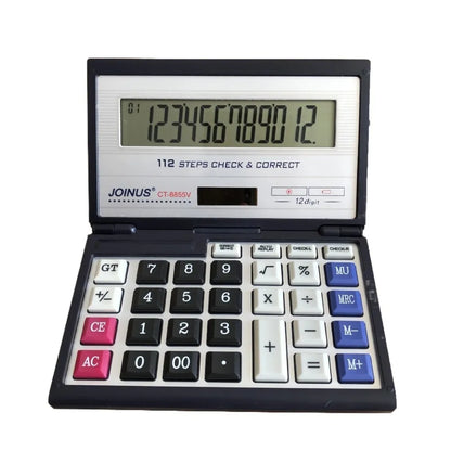 12-Digit Foldable Calculator - Portable Solar Powered Large Screen Multifunctional Office Calculator