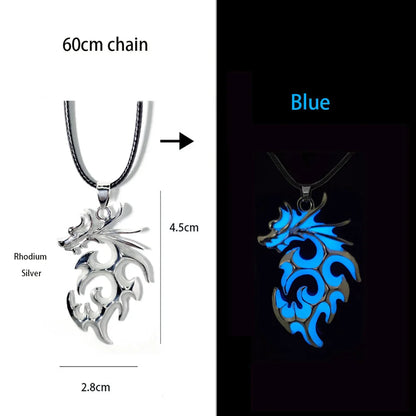 Hip-Hop Rock Dragon Necklace – Stainless Steel Chain with Luminous Alloy Pendant, Glow-in-the-Dark Night Dance Jewelry