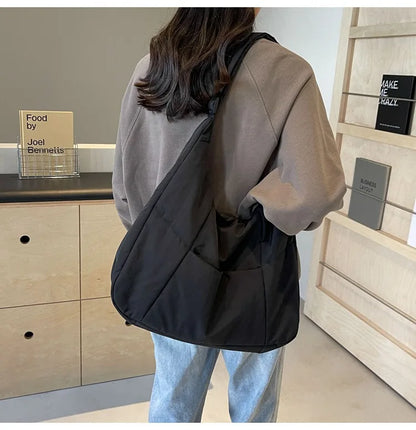 2025 Trendy Women's Soft Cloth Shoulder Bag – Solid Color, Y2K Casual Style, Crossbody Handbag for Students