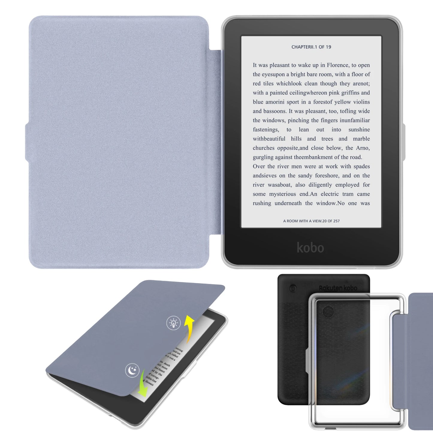 Kobo Clara 2E Case with Screen Protector — 6" Auto Sleep Leather Magnetic Cover & Transparent Acrylic Funda
