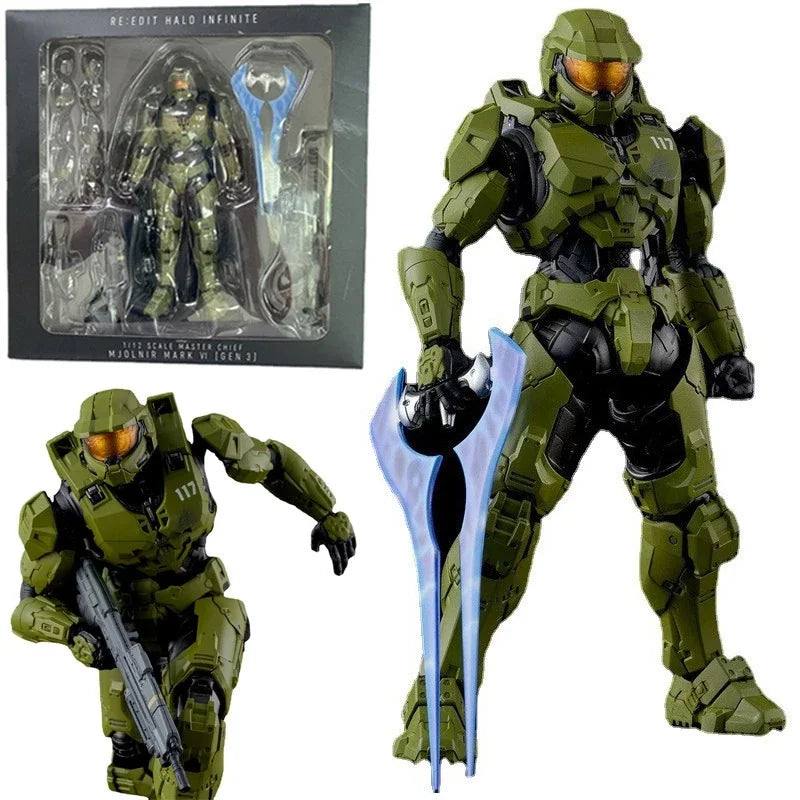 2024 Hot Sale Halo Infinite Master Chief Action Figure - 18cm Mjolnir Mk VI 1/12 Scale Re:edit Gen.3 Model 117, Collectible Toy Gift