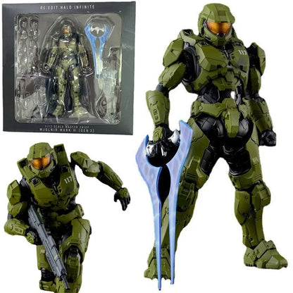 2024 Hot Sale Halo Infinite Master Chief Action Figure - 18cm Mjolnir Mk VI 1/12 Scale Re:edit Gen.3 Model 117, Collectible Toy Gift