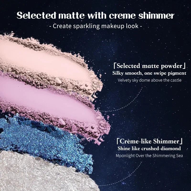 Flower Knows Moonlight Mermaid Eyeshadow Palette – 5-Color Matte, Shimmer & Glitter Waterproof Eye Shadow