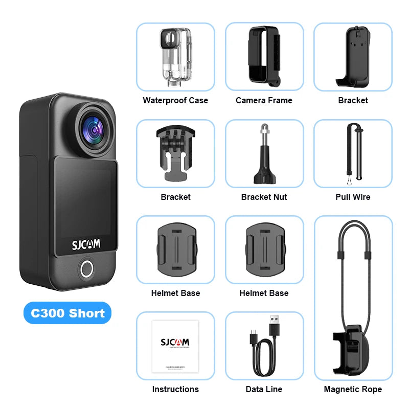 SJCAM C300 Pocket Action Camera 4K FHD – 30M Waterproof Sport Cam with 5G WiFi & Long Battery Life