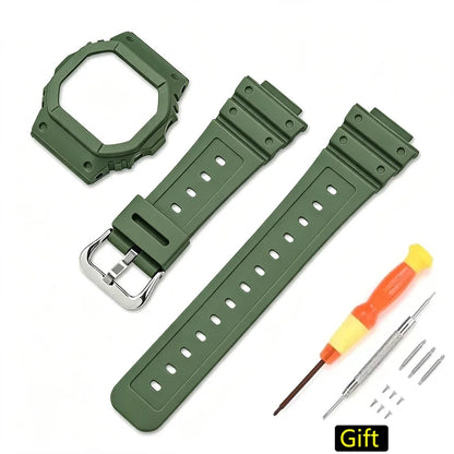 Case and Resin Rubber Strap Set for Casio G-Shock DW-5600, GW-M5610 & GW-B5600 - Unisex Replacement Watch Accessories
