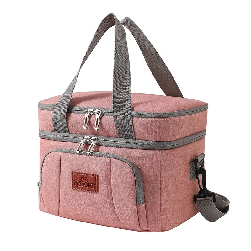 Multifunctional Double Layer Cooler Lunch Bag – Large Capacity Tote with Shoulder Strap for Travel, Picnic & Daily Use