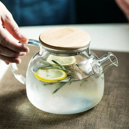 1.8L Transparent Borosilicate Glass Teapot – Heat-Resistant Large Clear Tea Pot for Puer, Flower Tea, Office & Home