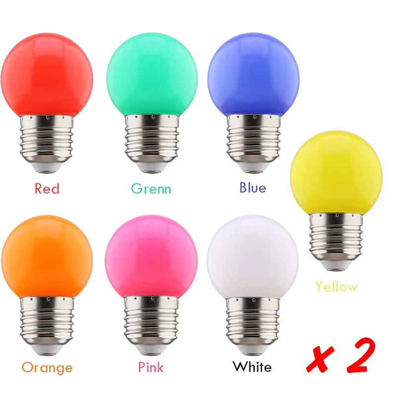 G45 E27 LED Light Bulbs 2-Pack - Colorful 220V Lamps for Christmas, Weddings & Indoor Party Lighting