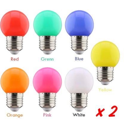 G45 E27 LED Light Bulbs 2-Pack - Colorful 220V Lamps for Christmas, Weddings & Indoor Party Lighting