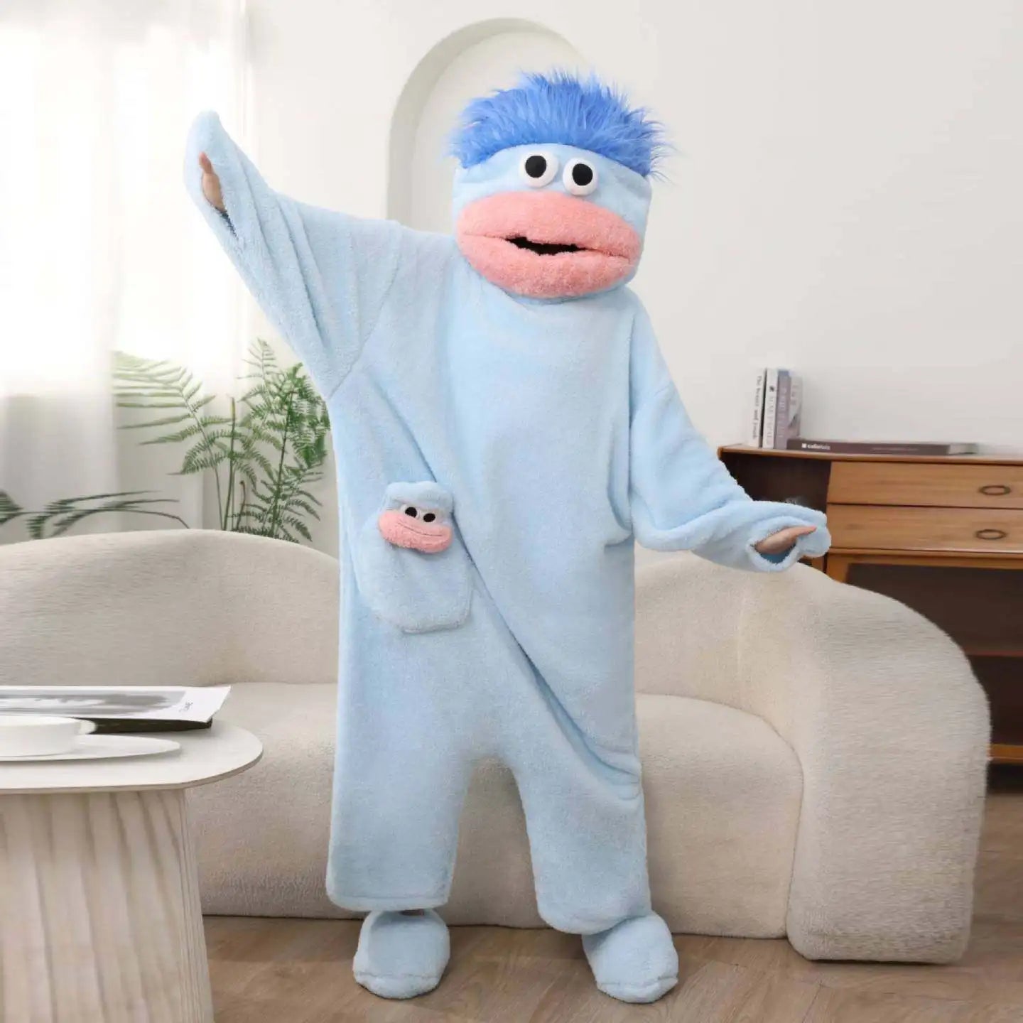Big Mouth Monster Onesie Pajamas - Thick Coral Fleece Couple Cartoon Homewear