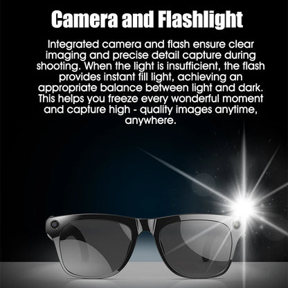 AI Smart Glasses with Camera — Bluetooth Calls, Voice Assistant, Navigation, Waterproof Smart Sports Wearable