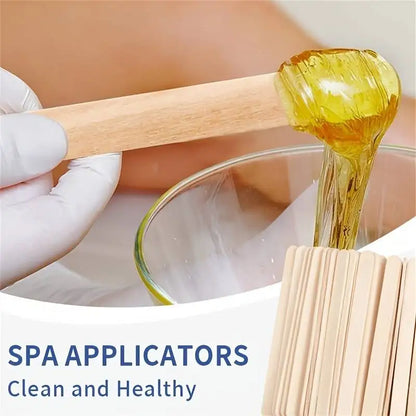 500PCS Disposable Wooden Wax Sticks – Hair Removal Spatula for Face, Eyebrows & Body Waxing, Beauty Tool