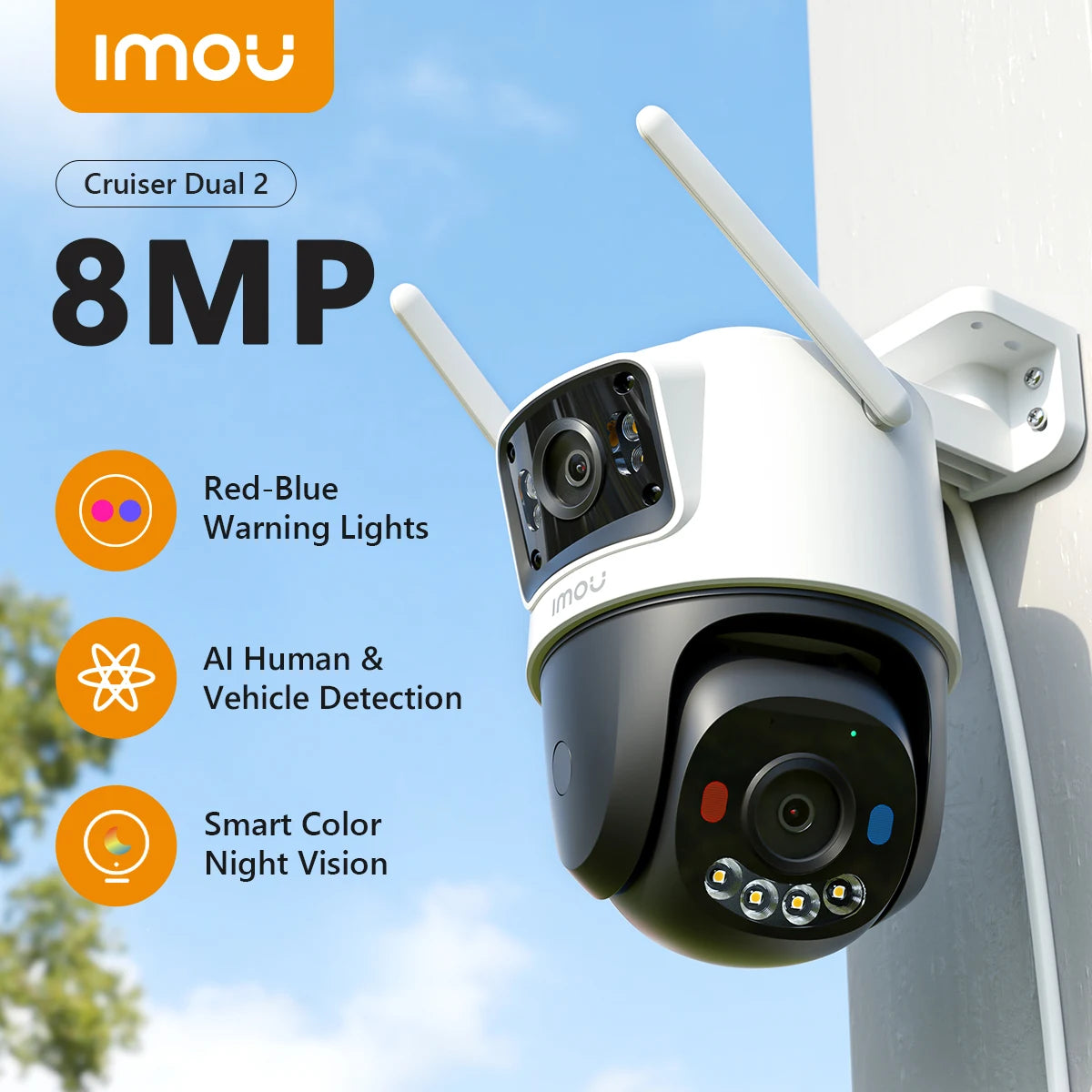 IMOU 11MP Multi-Lens WiFi Security Camera – Outdoor PTZ Surveillance with AI Human/Vehicle Detection & Color Night Vision
