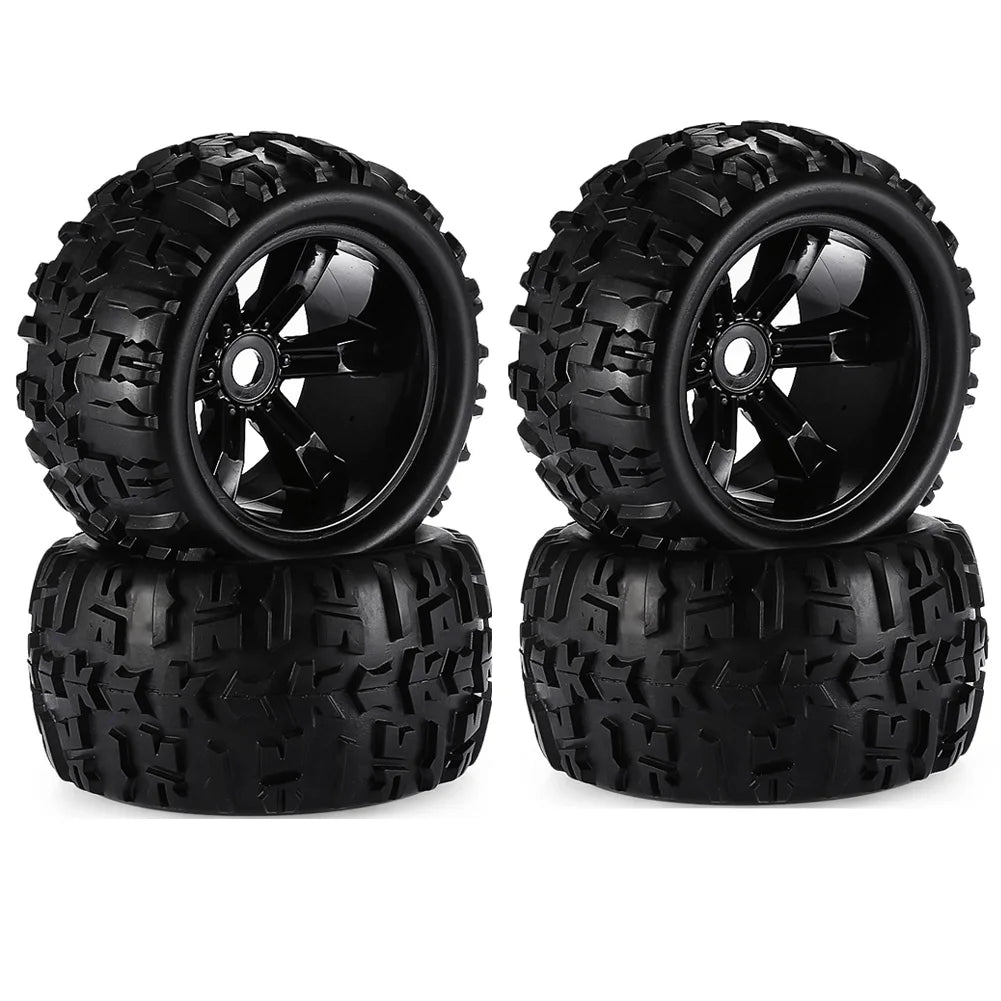4pcs 1/8 Scale 17mm Hex RC Truck Tires & Wheels Set – Glued for Traxxas Maxx, Tmaxx, E-Revo, Revo 3.3, JLB Cheetah Monster