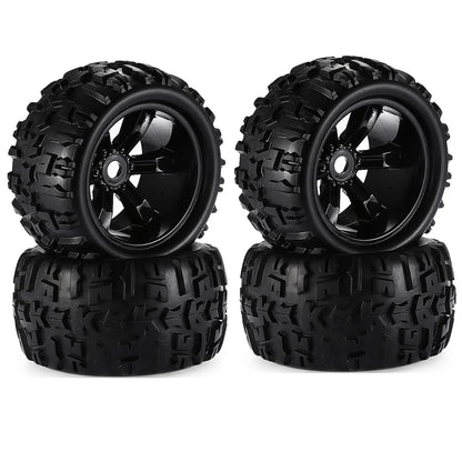 4pcs 1/8 Scale 17mm Hex RC Truck Tires & Wheels Set – Glued for Traxxas Maxx, Tmaxx, E-Revo, Revo 3.3, JLB Cheetah Monster