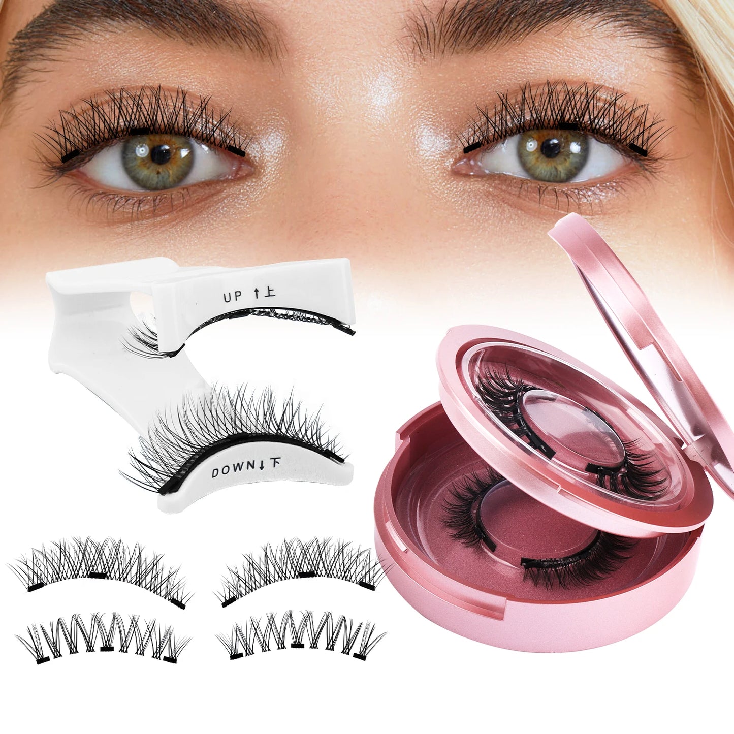 GEMERRY Magnetic Eyelashes Set with Applicator – Natural Look Reusable No Glue Soft Strip False Lashes Makeup Kit