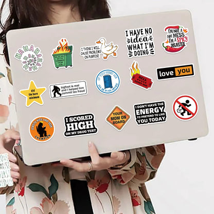 100PCS Cartoon MEME Stickers — Snarky Decals for Phone, Scrapbook, Skateboard, Suitcase, Refrigerator & Graffiti Aesthetic