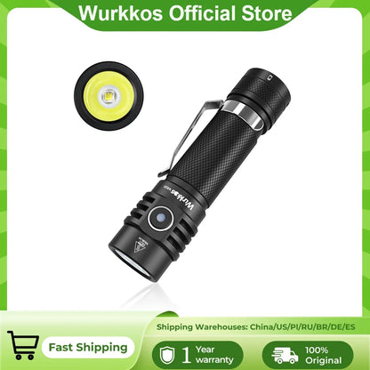 Wurkkos WK03 1800LM LED Flashlight - USB-C Rechargeable 18650 Torch with SST40, IP68 Waterproof for Hiking & Camping