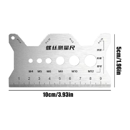 Stainless Steel Thread Checker Gauge - Metric Screw Pitch Measurement Ruler Tool for Bolts Nuts and Bits