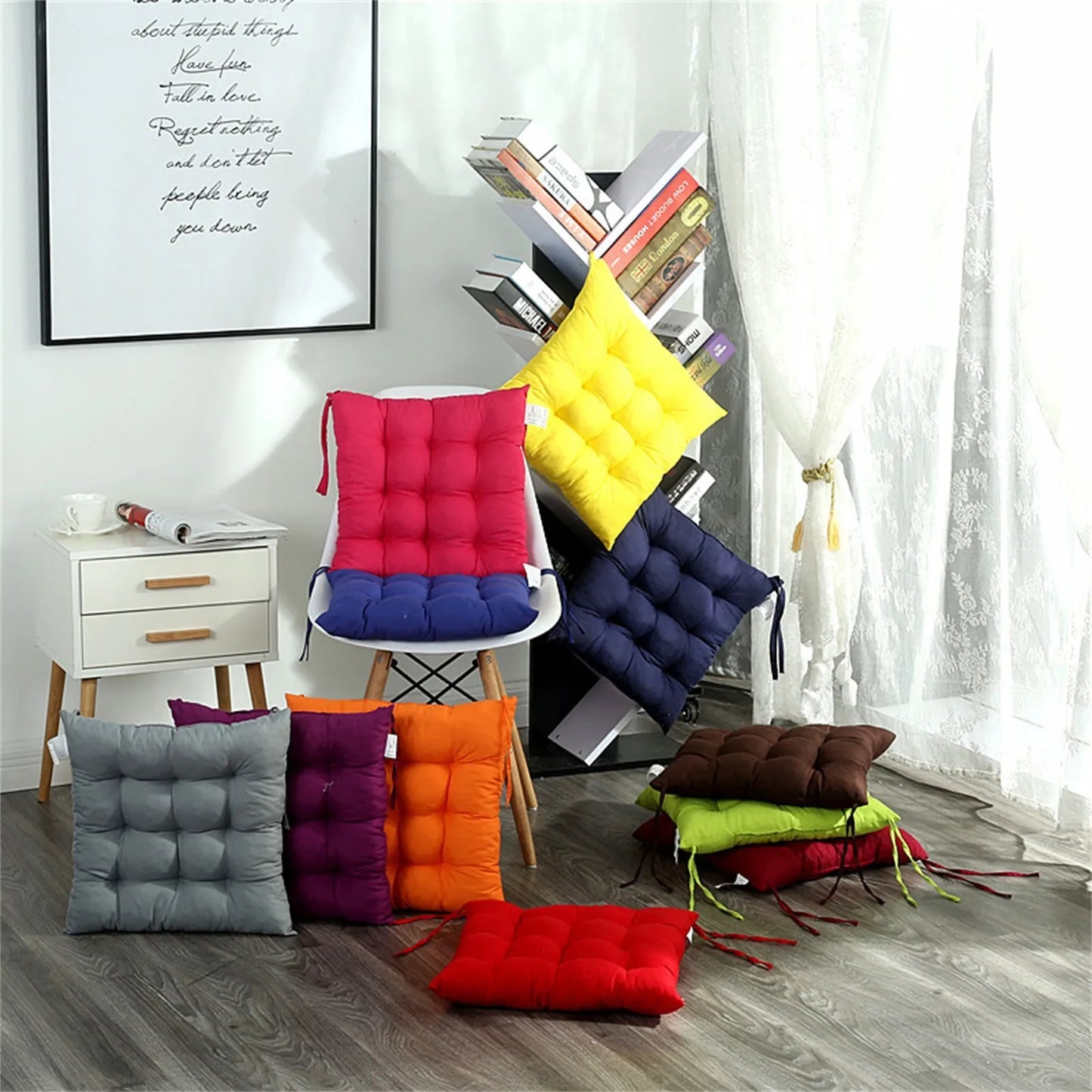 Solid Square Chair Cushion – Soft Cotton Upholstery for Office, Home, Car, and Garden Sun Lounge Seat
