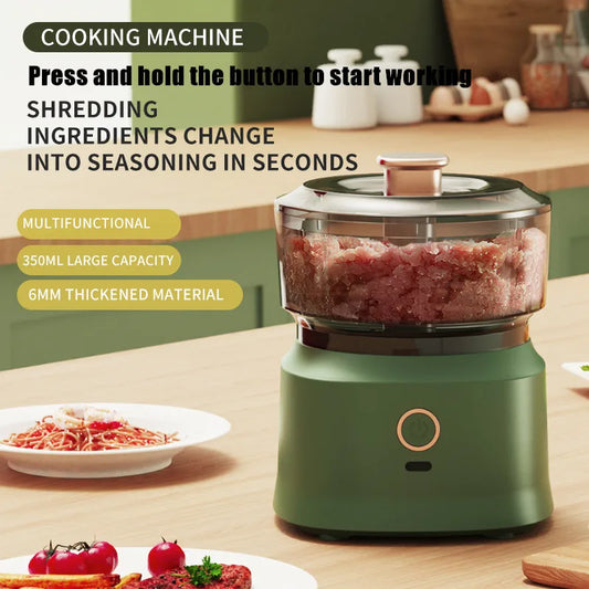 350ml Mini Wireless Electric Garlic Press - Dual Purpose USB Charging Food Shredder for Garlic Puree, Meat, and Vegetables