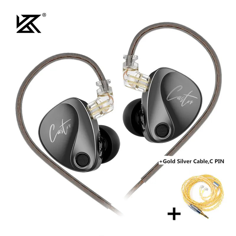 KZ Castor HiFi In-Ear Earphones - Dual Dynamic Drivers, Tunable Balanced Armature & Noise-Isolating Earbuds