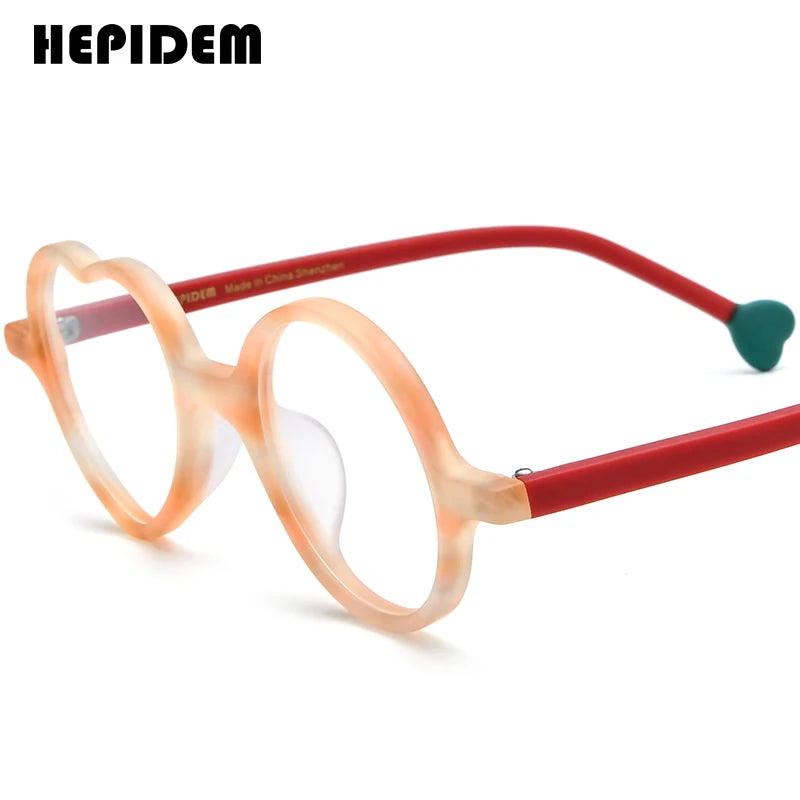 FONEX HEPIDEM Acetate Eyeglass Frames - Retro Round Vintage Eyewear for Men & Women