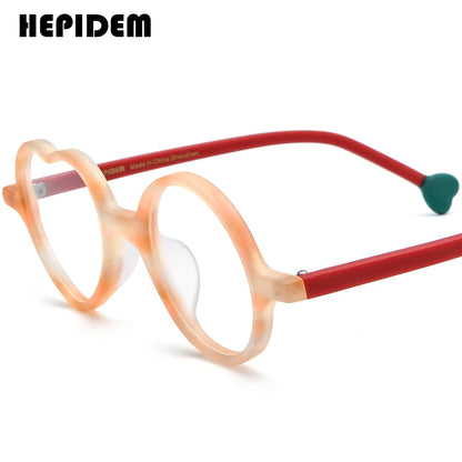 FONEX HEPIDEM Acetate Eyeglass Frames - Retro Round Vintage Eyewear for Men & Women