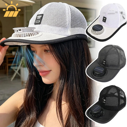 USB Fan Baseball Cap - Breathable Mesh Sun Protection Hat for Outdoor Summer Activities