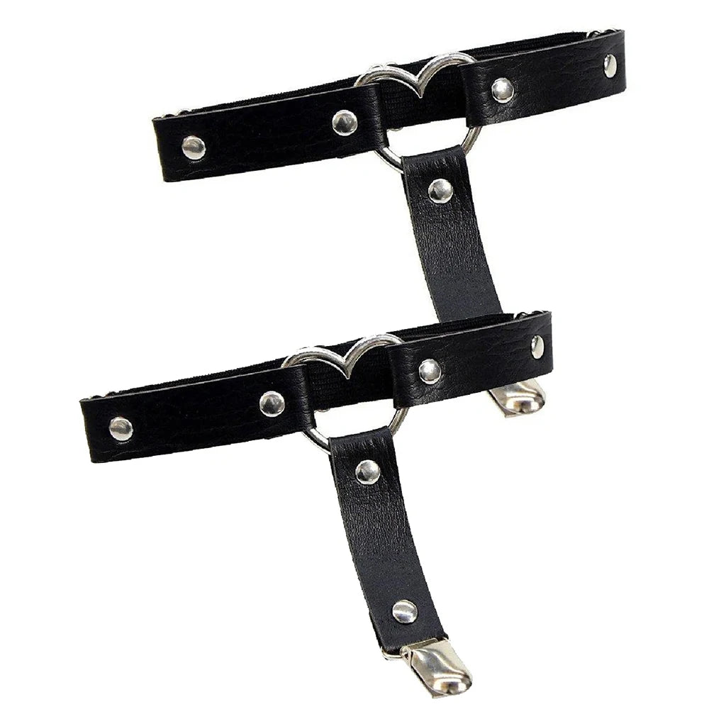 Punk Metal Tassel Pink PU Leather Choker Collar - Spiked Neck Strap for Men & Women, Gothic Pendant Necklace