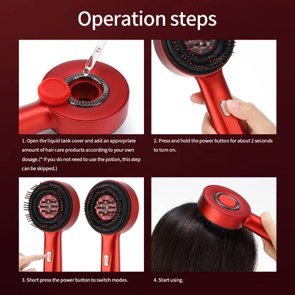 Electric Vibration Massage Comb – Red Light Therapy Scalp Brush with Hair Growth Massage & Anti Hair Loss Oil Applicator