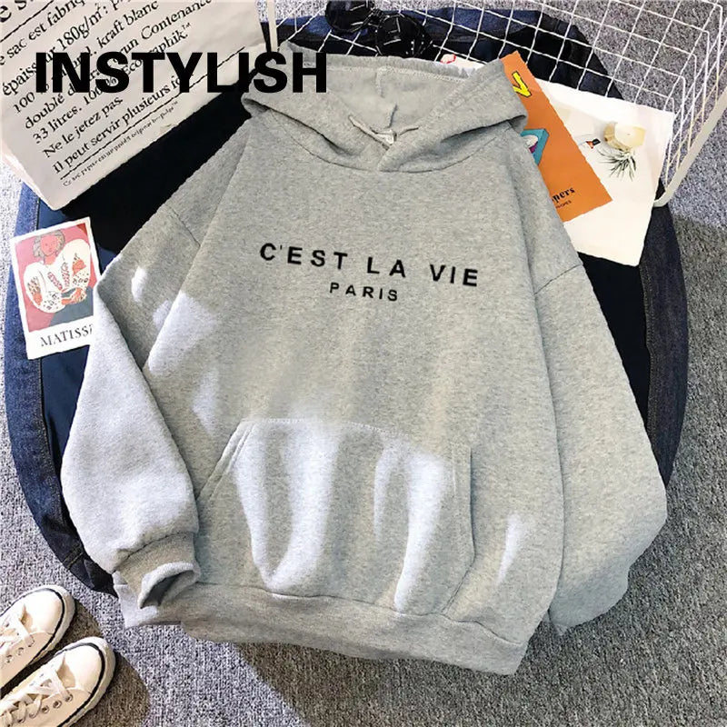 Women's Casual Print Loose Hoodie – Spring Long-Sleeve Harajuku Pullover Sweatshirt, Streetwear Style