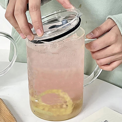 Transparent Glass Tumbler with Lid and Straw - Versatile Drinking Cup for Coffee, Juice, and Milk