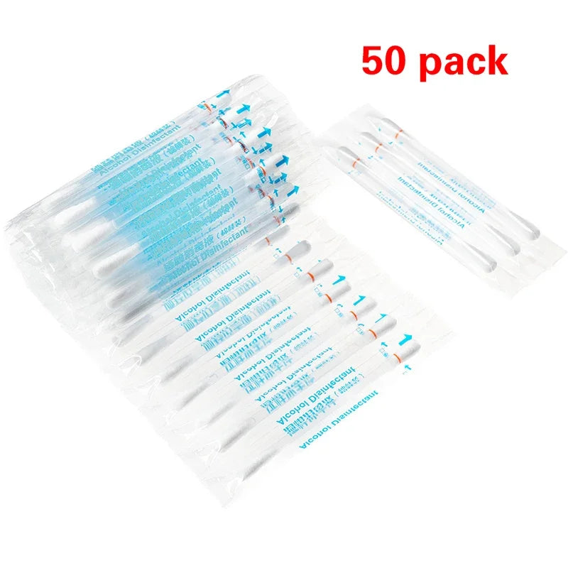 50-Piece Disposable Iodine Cotton Swabs - Individually Packaged First Aid Antiseptic Sticks for Travel, Hiking, and Emergency Kits