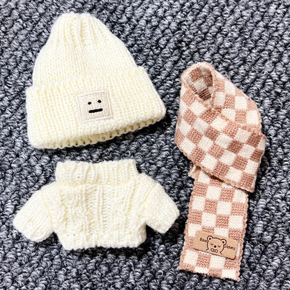 17cm Labubu V1/V2 Doll Outfit – Color Match Hoodie & Plaid Overalls Set | Fashion Doll Clothes & Accessories