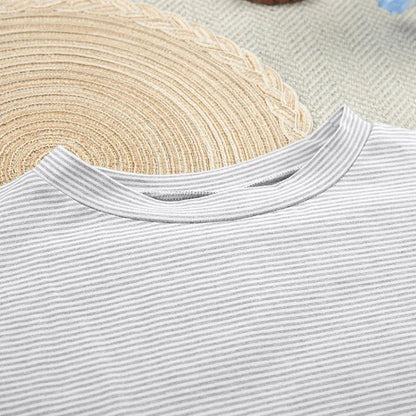 Women's Stripe 2-Piece Pajamas Set – Short Sleeve Top & Shorts Casual Sleepwear