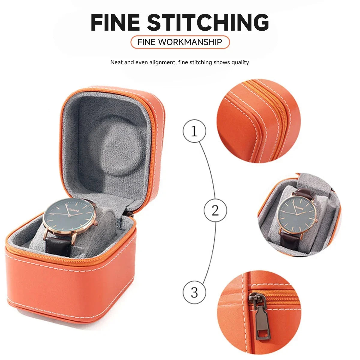 Single Watch Travel Case — PU Leather Watch Box with Removable Cushion, Portable Jewelry Storage & Organizer