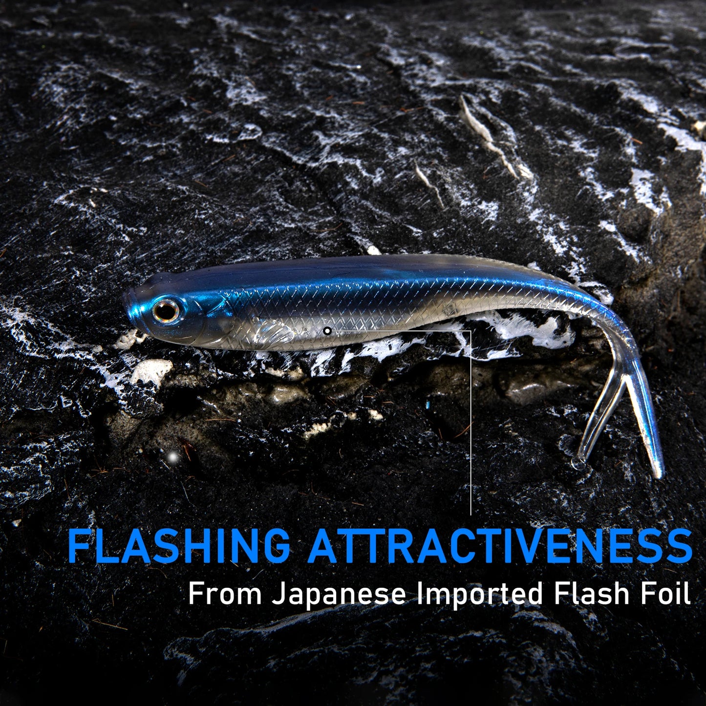 Dr.Fish 5/6pcs Soft Fishing Lures — Saltwater Silicone Fork Tail Drop Shot Baits for Bass, Trout, Pike, Walleye, Weedless