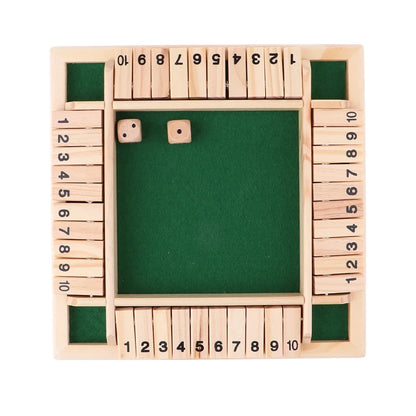 Wooden Arithmetic Dice Board Game – Flip Card Box with 4-Sided Number Tiles, Fun Multiplayer Family & Party Game