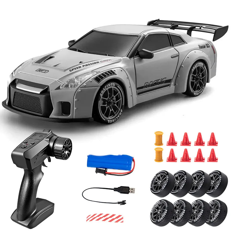 1:24 RC Drift Car - 20KM/H 4WD High Speed Remote Control Car with LED Lights & Extra Tires